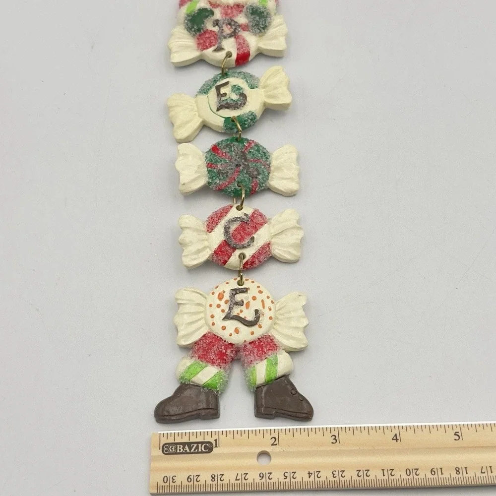 Vintage 5 tier Santa Claus‎ Sugar Candy PEACE Christmas Hanging Ornament